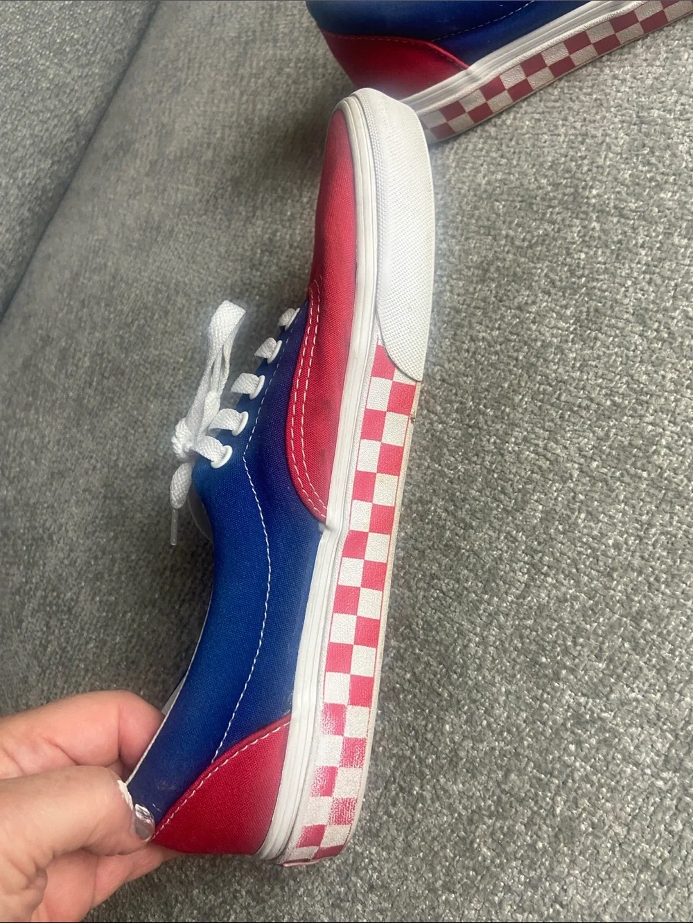 Vans Two-Tone Red and Blue Low-Top Canvas Sneakers Men’s size 10